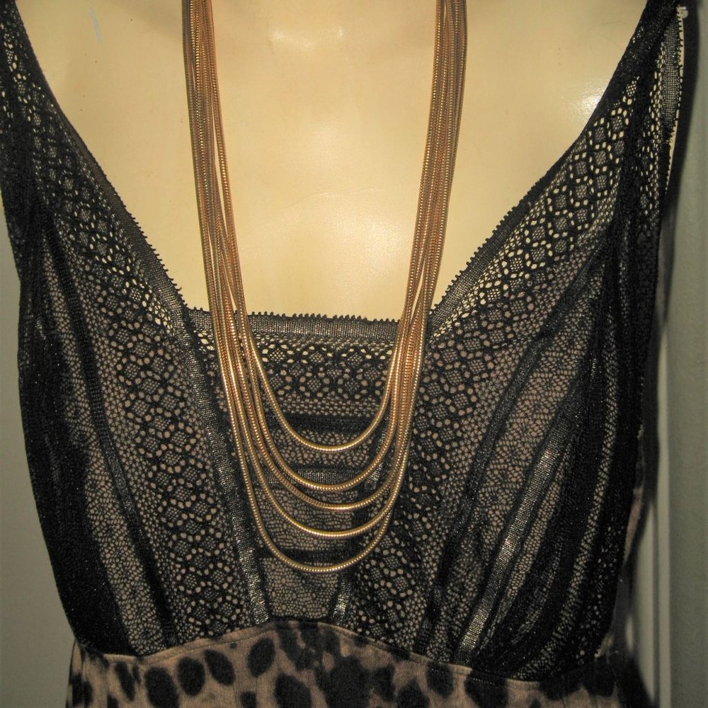 ❤️Vintage Signed Crown Trifari 5 Multi Strand Gold Tone Chain Necklace